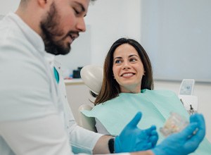 Woman smiling at the dentist